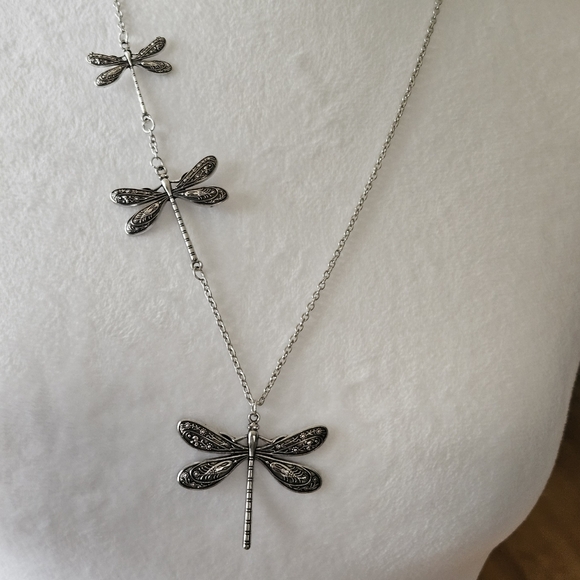 Source Unknown Jewelry - Art Deco Triple Dragonfly Necklace